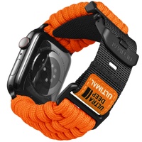 ULTIMAL kompatibel mit Apple Watch Armband 45mm 44mm 42mm,Robuste Survival 550 Paracord Nylon Band,Verstellbare Schnalle für Apple Wtach Band 9/8/7/6/5/4/3/2/1/SE/SE2 Orange
