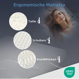 Okwish Polsterbett mit Matratze 180x200,Jugendbett mit Lattenrost und Kopfteil,Doppelbett mit Zylindrische Stützbeine,Beige - Beige