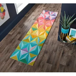 Kadima Design Luxus-Handgetufteter Wollteppich `Derwent Tilly` Multi-Farben. 60x230 cm