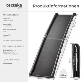 Tectake Hunderampe klappbar und rutschfest bis 90 kg Schwarz