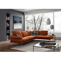 W.SCHILLIG Ecksofa sherry, Designsofa mit tollem Sitzkomfort, elegant und zeitlos, L-Form, Kopfstützenverstellung, Winkelfüße in Chrom glänzend, Breite 302 cm braun