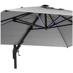 Arles Sonnenschirm 300 x 300 cm Polyester UV50+ wasserabweisend LED-Licht Anthrazit
