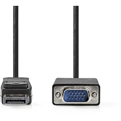 Nedis VGA-Kabel - DisplayPort Stecker - VGA Stecker - Vernickelt - Maximale Auflösung: 1080p - 1.00 m - Rund - PVC - Schwarz - Label