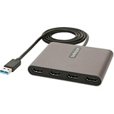Startech USB 3.0 auf 4x HDMI Adapter - Video- und Grafikkarte - USB Typ-A auf Quad HDMI Display Adapter Dongle - 1080p 60Hz - Multi Monitor USB A auf HDMI Konverter - Windows (USB32HD4)