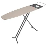 Rayen | Bügelbrett für Bügelzentren | Ständer | Rutschfester Gummi | Kleiderbügelhalter | Höhenverstellbar | Molton | Maße: 120x41 cm, Grau und Beige