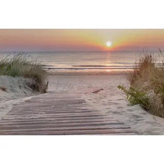 Papermoon Fototapete DÜNEN-NORDSEE STRAND SONNENUNTERGANG MEER NATUR DESIGN bunt 2,00 m x 1,49 m