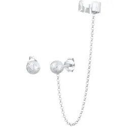 Elli Earcuff Set Asymmetrisch Kugel Trend 925 Silber Ohrringe   Damen 