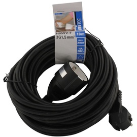 Unitec Verlängerungskabel Innen 10 Meter H05VV-F 3G1,5 ,schwarz