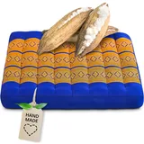 livasia Sitzkissen Stuhlauflage groß - 50x50x6cm - Bodenkissen Indoor/Outdoor, Meditationskissen Yogakissen, Stuhlauflage für Palettenmöbel, Steppkissen für Stuhl und Bank (Blau/Gelb)