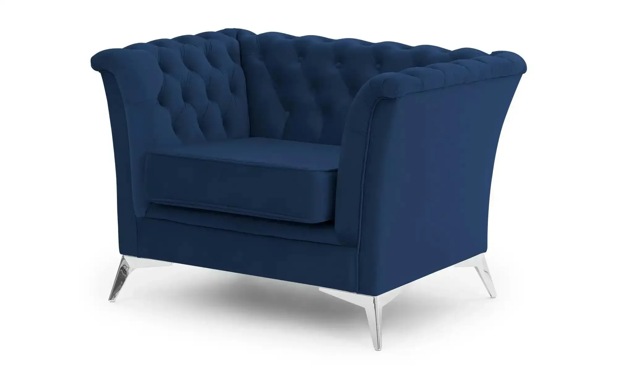 S-STYLE Chesterfield Sessel  Wilhelm ¦ blau ¦ Maße (cm): B: 116 H: 78