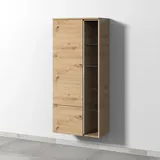 Sanipa 3way Stauraumschrank mit 1 Tür, 1 Auszug, und offenen Fächern, Eiche Natural-Touch, BR18285
