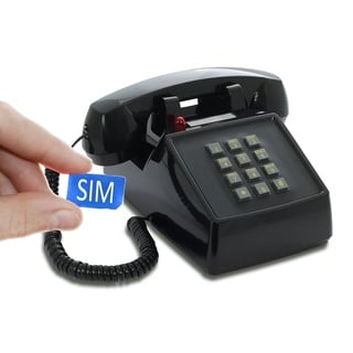 Opis PushMeFon Mobile : Festnetztelefon mit integrierter SIM Karte/Seniorentelefon mit SIM Karte/Tischtelefon mit SIM Karte/Retro Handy/Retro Telefon mit SIM Karte Dunkelblau