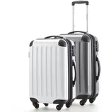 HAUPTSTADTKOFFER® · 2er Hartschalen Kofferset · 2X Handgepäck 45 Liter (Silber-Weiss)