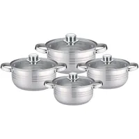 Cheffinger Kochtopf Pfannen Topfset Glasdeckel 8-tlg Induktion, Edelstahl, CF-SP7