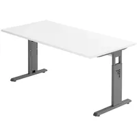 Bümö Schreibtisch Weiß, Graphit, Nachbildung, Rechteckig, 160x74x80 cm, FSC