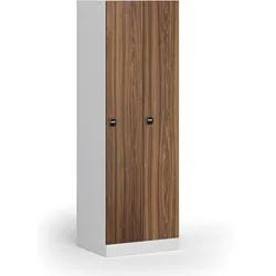 Metallspind, 2 Abteile, 1850 x 600 x 500 mm, Schloss mit RFID-Schloss, laminierte Tür, Nussbaum