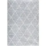 IDIMEX Teppich Rhomb waschbar 160 x 230 Grau, Rautenmuster, weicher Kurzflor, modern, skandinavisch, Mikrofaser, gummierte Unterfläche, schmutz- und wasserabweisend, pflegeleicht
