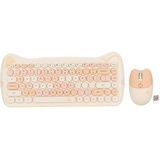 Cuifati Kabellose Tastatur-Maus-Kombination, 2,4 G Kabellose Niedliche Katze, Buntes -Tastatur- und Maus-Set, Rosa Niedliche Mädchen-Tastatur-Maus für PC, Notebook,