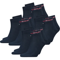 Tommy Hilfiger Herren Quarter Socken SUSTAINABLE STRIPE 4er, 6er, 8er Pack in 39-42 Blau 004 8er Pack