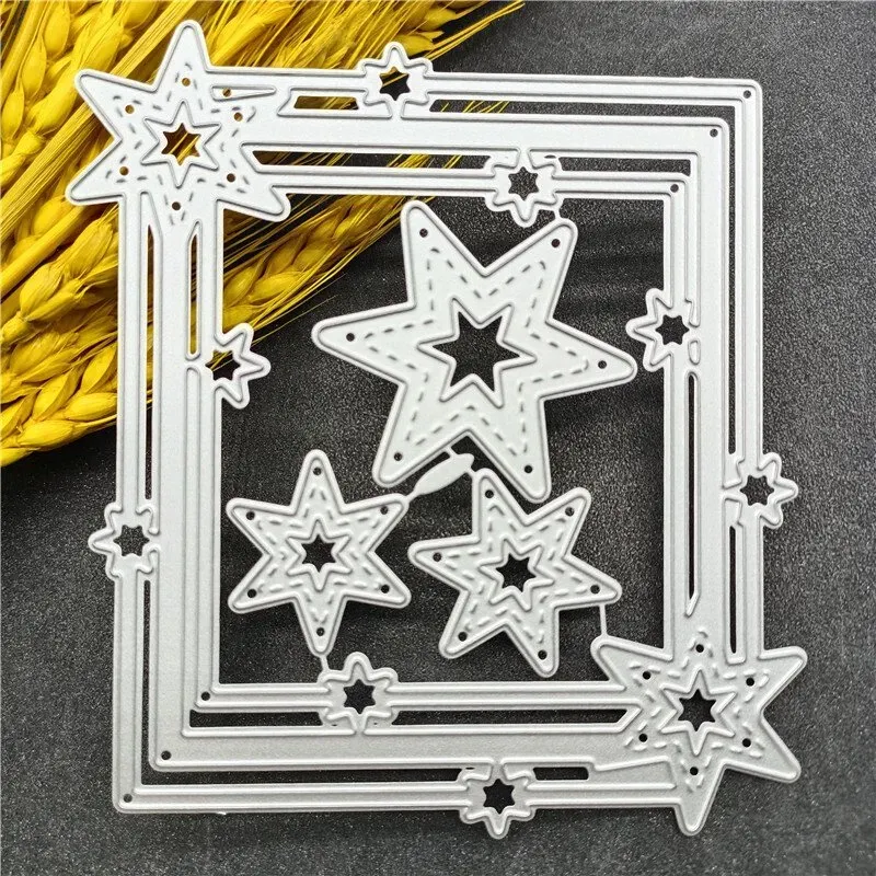 【3 € Rabatt ab 10 €】Star Frame Schneidematrizen, DIY Scrapbooking Künstler Metall-Schneidematrizen, Scrapbooking Prägungsmatrizen, Schneidestencils, DIY Dekoration, Metallpapier-Karten-Vorlagen