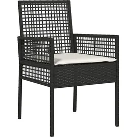 vidaXL Garten Essgruppe mit Kissen Schwarz Poly Rattan - Schwarz