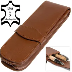 ONLINE Lederetui classic brown für 2 Stifte