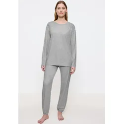 Schlafanzug TRIUMPH "Endless Comfort PK 01 LSL", Damen, Gr. 46, grau (dunkelgrau melange), Single Jersey, Obermaterial: 50% Baumwolle, 50% Modal, casual, Homewear-Sets, weich und gemütlich