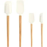 Bekecidi 4-Teiliges Silikon Spatel Set, Silikon Spatel Mit Holzgriff, Hitzebeständiger Löffel, Spatel, Silikon Küchenutensilien Zum Kochen, Backen und Mischen (Weiß)