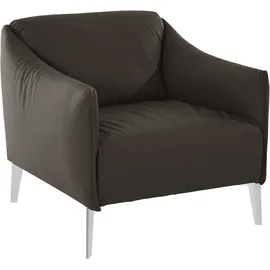 W.Schillig Cocktailsessel "sally Designsessel, Loungesessel", braun (braun z59), B:84cm H:78cm T:84cm, Longlife Xtra-Leder Z59: Glattleder mit modischer Prägung. Hautstärke 0, 9 - 1, 1 mm., Sessel, Cocktailsessel, mit Metall-Winkelfüßen in Chrom glänzend