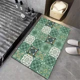 Hixingo 2.5mm Diatomeenerde Badematte rutschfeste Badvorleger Diatomeenschlamm Absorbierender Modern Badteppich Schnelltrocknende Home Matte Für Küche Bodenmatte (40x60cm,grüner Boho)