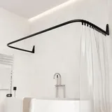 ERICA Duschvorhangstange L-Form 4-in-1 160 x 65 cm schwarz