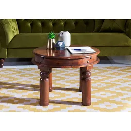 Massivmoebel24 Couchtisch rund Nougat Akazie 60 x 60 x 45 cm