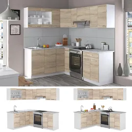 Vicco Winkelküche Rick L-Form 167 x 207 cm eiche sonoma nachbildung/weiß