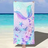 MJARTORIA Personalisiert Strandtuch Microfaser Badetuch mit Namen Kinder Damen, Beach Towel Handtuch Badetuch Stranddecke Schnelltrocknend für Reise Schwimmen Sauna Yoga Fitness 60x120cm Mikrofaser