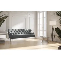 3-Sitzer PLACES OF STYLE "Amber", grau, B:193cm H:97cm T:87cm, 100% Polyester, Sofas, mit Knopfheftung,in verschieden Stoffarten