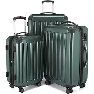 Hauptstadtkoffer Alex - 3er Kofferset - Handgepäckskoffer 55 cm, mittelgroßer Koffer 65 cm + großer Reisekoffer 75 cm, Hartschale ABS+PC, Zahlenschloss, Waldgrün