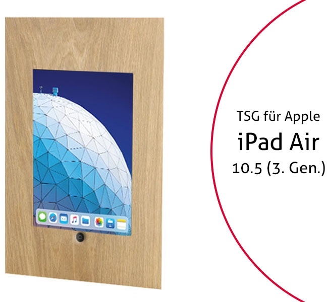 TabLines TWE074O Tablet Wandeinbau für Apple iPad Air 3 10.5 (2019), HB, Eiche