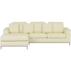 Rechtsseitiges Ecksofa OSLO Beige Echtleder