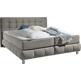 Home Affaire Boxspringbett HOME AFFAIRE "Salo", grau (hellgrau), B:194cm L:211cm, Struktur (100% Polyester);Bezug der Spiegelfläche Matratzendrell aus 100% Polyester;Samtoptik (100% Polyester), Komplettbetten, Boxspringbett, incl.