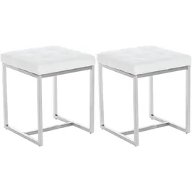 CLP Sitzhocker Barci Kunstleder 2er Set 40 x 45 x 40 cm Weiß