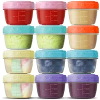 VOHESEA 12 Stück Kleine Gefrierdosen mit Deckel, Kleine Auslaufsichere Vorratsdosen 77ml, BPA-frei Mini Frischhaltedosen, Mini Snackdose Stapelbar & Wiederverwendbar für Beikost, Soßen, Dips, Gewürze