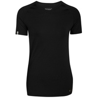 Kaipara - Merino Sportswear Rundhalsshirt Merino Shirt Damen Kurzarm Slimfit Raglan 150 (1-tlg) aus reiner Merinowolle Made in Germany schwarz L