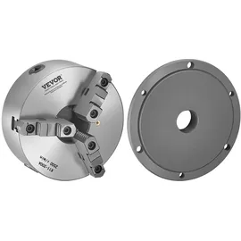 Vevor 3-Backen-Drehfutter, φ200 mm, Spannfutter mit 57,15-mm-8-Gewinde-Trägerplatte, 4-200 mm Spannbereich mit T-Schlüsselschrauben, HT300-Material, für Holz-Metall-Drehmaschinen