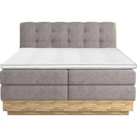 Home Affaire Boxspringbett HOME AFFAIRE "Naome", grau (stone), B:201cm L:217cm, 100% Polyester, Komplettbetten, Boxspringbett, Boxspringbett, Inklusive Topper