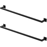 ML-Design 2Er Set Kleiderstange Rechteck für die Wand T12xB110cm Schwarz U-Form