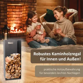 Lemodo Kaminholzregal Metall 0,75 m x 0,78 m Schwarz
