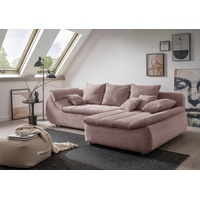 INOSIGN Ecksofa Imola elegant und bequem, aktuelle Steppung im Sitz, L-Form, wahlweise mit Bettfunktion rosa