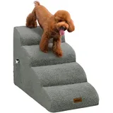 Deconovo Hunde Treppe für Bett und Sofa, Weiche Hundetreppe für Kleine & Große Hunde 4 Stufen, Abnehmbare Katzentreppe Waschbare Hunderampe mit Rutschfestem Bezug Haustiertreppe, 72x40x50 cm, Hellgrau