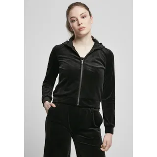 URBAN CLASSICS Ladies Short Velvet Zip Hoody - schwarz, S