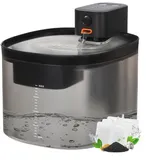 XKISS Cat Fountain, Katzenbrunnen Kabellos Super leiser, 3L Trinkbrunnen Für Katze mit Sensor, Hochwertige Filtration Katzen Trinkbrunnen, mit Tablett Aus Edelstahl